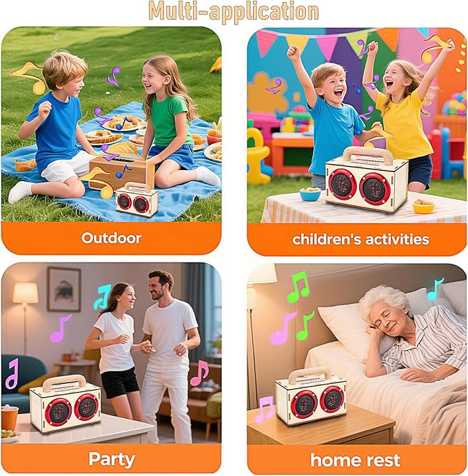 Build Your Own Bluetooth Speaker Kit - DIY STEM Gift for Teens 12-16, Wooden Speaker with LED Lights, Educational Electronics Kit for Boys Girls Age 8+