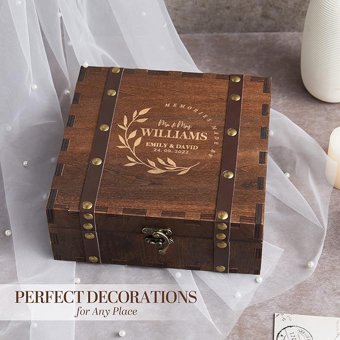 AW BRIDAL Personalized Memory Box for KeepsakesWood Gift Box Engagement Wedding Gifts for Couples Bridal Shower Bride Gifts for Women//DK2201CPP62//
