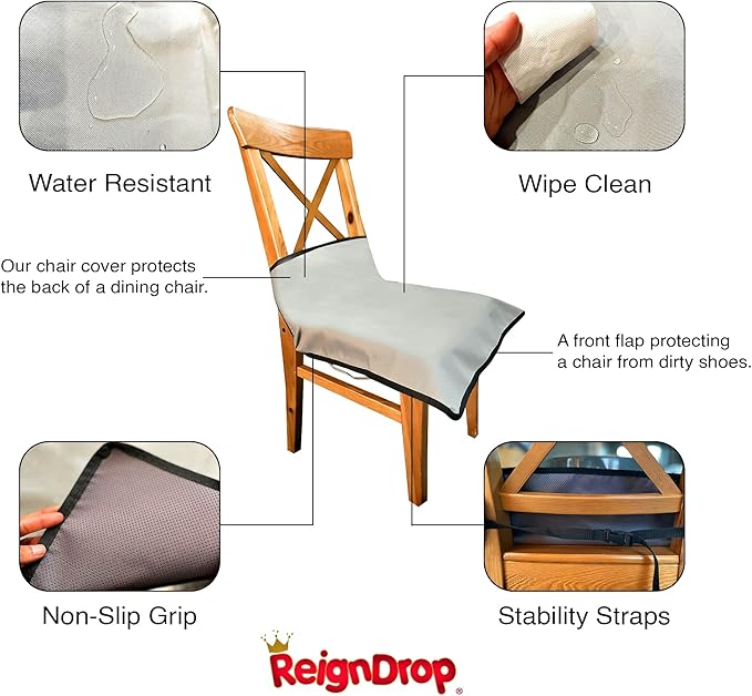 ReignDrop Booster Seat Cover Protector – Water-Proof High Chair Seat Protector Pad – Large Dining Room Chair Seat Protector – Includes Wash Bag – Easy to Maintain – Anti-Slip Backing