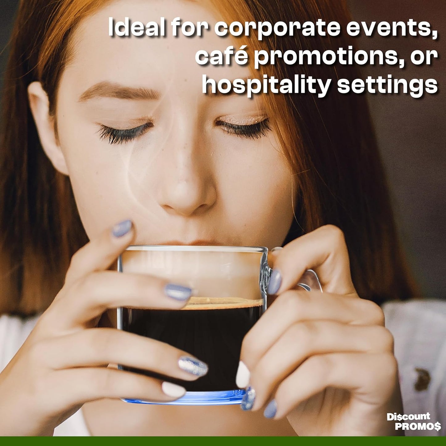 DISCOUNT PROMOS Small Glass Coffee Mugs 9 oz. Set of 10, Bulk Pack - Perfect for Coffee, Tea, Espresso, Hot Cocoa, Other Beverages - Blue