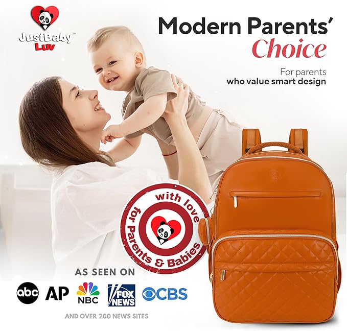 Award-Winning Premium Leather Diaper Bag Backpack – Stylish, Durable, Waterproof Vegan Leather with PEVA Changing Pad & Baby Headrest, Travel-Friendly, Organized for Busy Parents