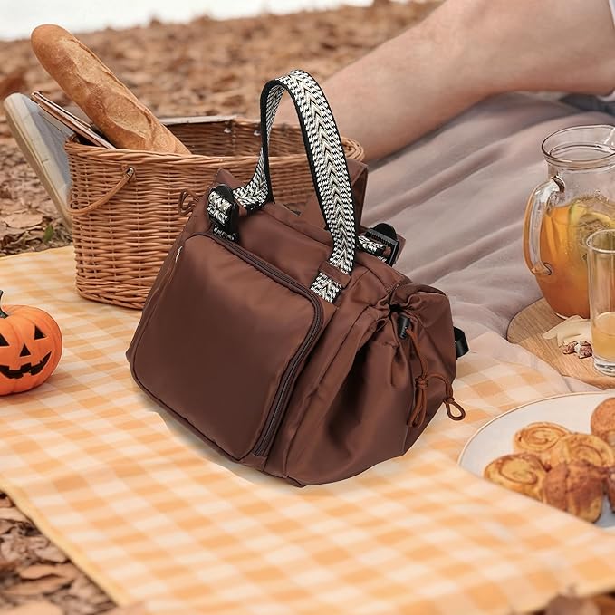 Diaper Bag Tote for Moms & Women, Large Capacity Multi-Functional Tote with 16 Compartments, Convertible Backpack & Shoulder Bag for Work, Travel, Shopping & Picnic (Chocolate Brown)