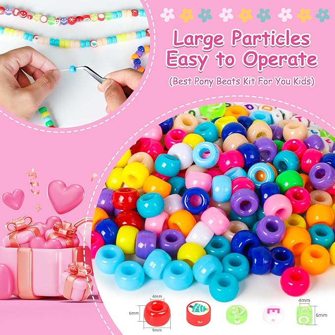 Bracelet Making Kit for Beginners - Smile Face, Letter, Clay Beads for Jewelry Making Friendship Bracelets - DIY Arts and Crafts Christmas Gifts Toys for Kids Age 6+