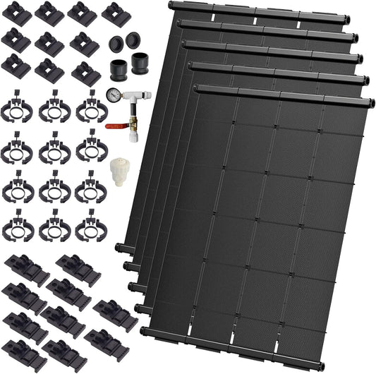 Industrial Grade Solar Pool Heater DIY Kit - Superior High-Wind Strapless Mounting System & Maximum Freeze Resistance (5-4'x12.5' / 250 Square Feet)