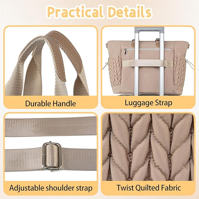 Diaper Bag Tote, Large Tote Baby Diaper Bag with 15.6" Laptop Compartment and Insulated Pockets, Crossbody Hospital Bags