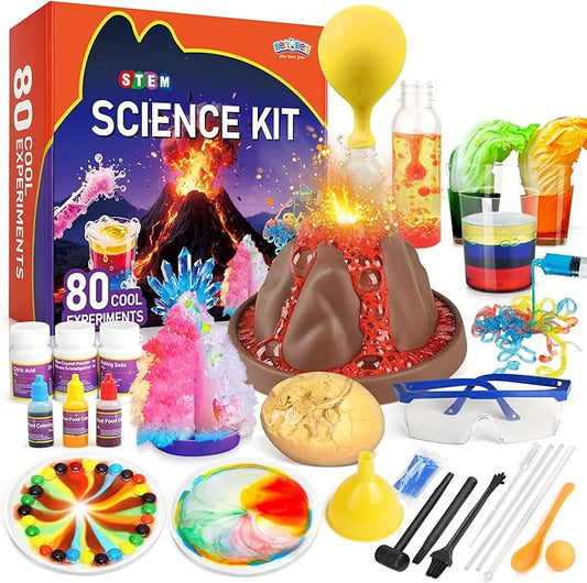 BenBen Science Kits for Kids Age 8-12, 80 Experiments Educational Toy, STEM Toys for 6 7 8 Year Old Boys Girls Birthday Gift, Volcano Science Kit, Chemistry Set for Homeschooling