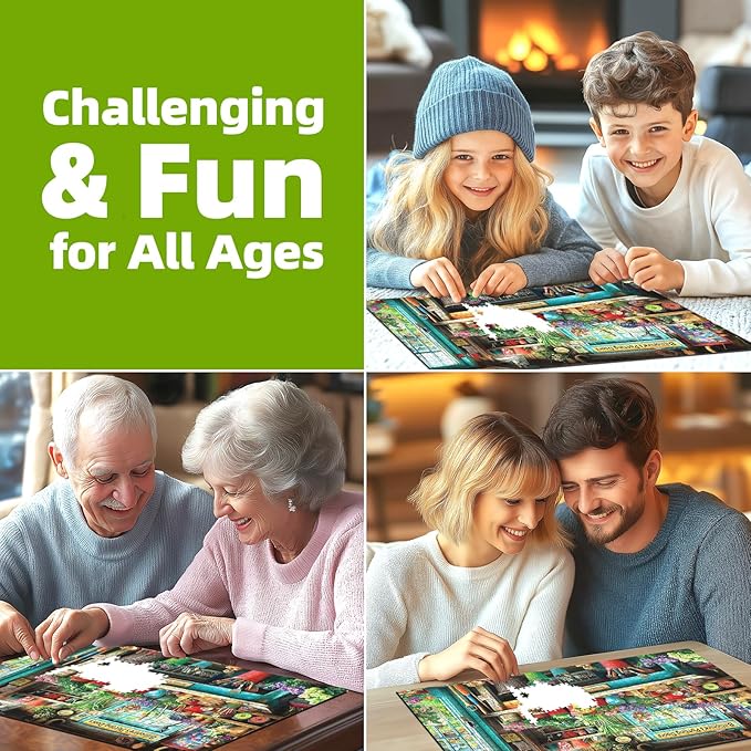 1000 Piece Jigsaw Puzzle for Adults - Billionaire's Potting Shed Garden with Colorful Plants & Tools, 27.5x19.7 Inches Unique Challenging Adult Puzzle for Relaxation & Home Decor