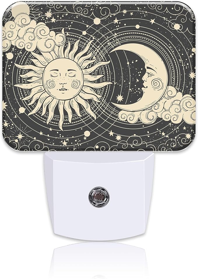 Sun and Moon with Faces Plug in Night Lights, Astrology Nightlight Plug Into Wall Dusk to Dawn Sensor for Kid Girls Boys Women Men Room, Hallway, Kitchen, Bathroom, Stairs Decor