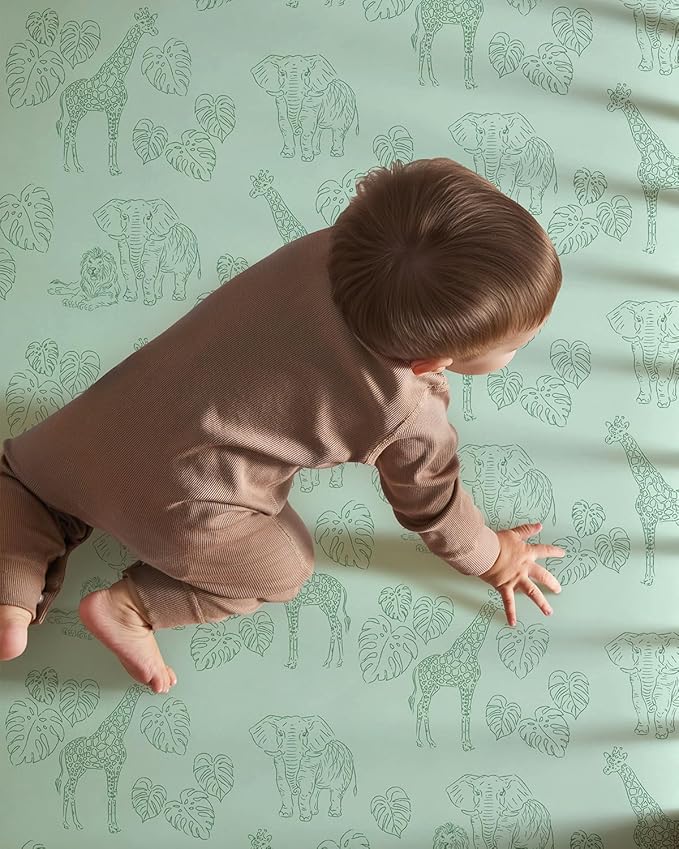 Baby Crib Sheets for Boys Girls, 28x52x8in Fitted Crib Sheet Neutral 3 Pack for Standard Crib and Toddler Mattress, Breathable Soft Microfiber Baby Sheet Green & Blue Dinosaur