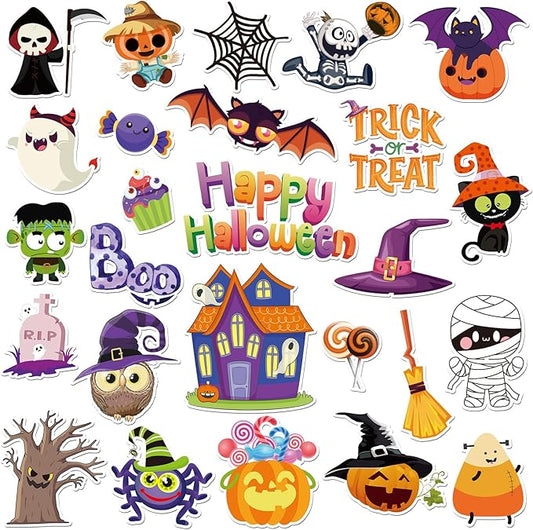 MARFOREVER 50 PCS Halloween Gel Window Clings Stickers Reusable Pumpkins Ghosts Bats Window Thick Gel Clings Decals for Kids Classroom Nursery Home Party Supplies Windows Glass Decorations