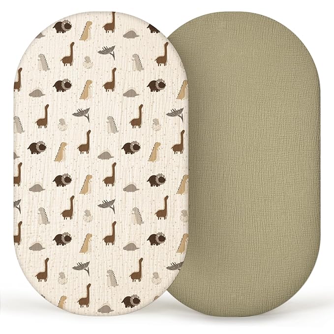 lulumoon Muslin Bassinet Sheets Baby: Cotton Bassinet Fitted Sheets for Boys and Girls - Bassinet Sheets for Oval Rectangle or Hourglass Mattress