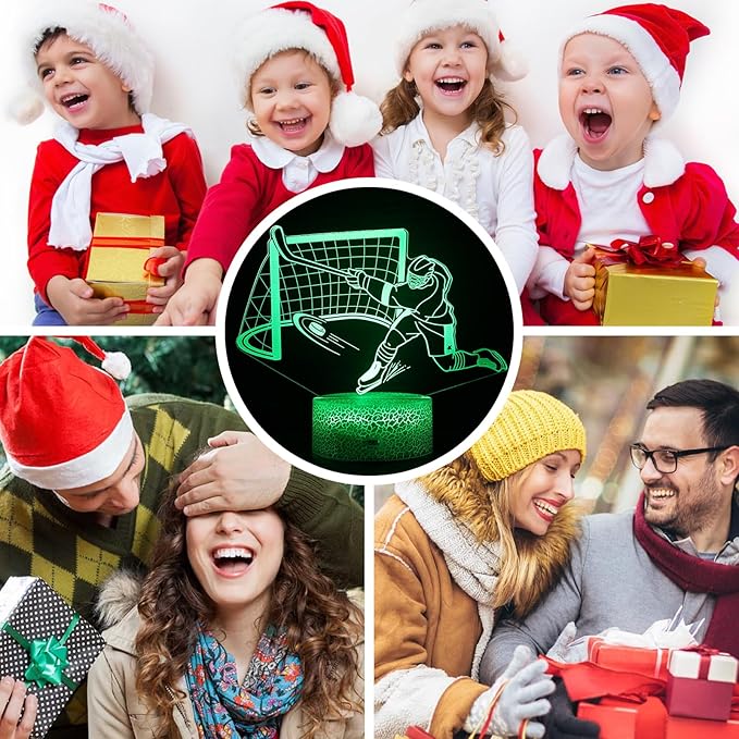 3D Ice Hockey Light Illusion, 16 Colors LED Night Light - Touch and Remote Control, Timer Tpye-C Dimmable Hockey Lamp, Room Home Decor