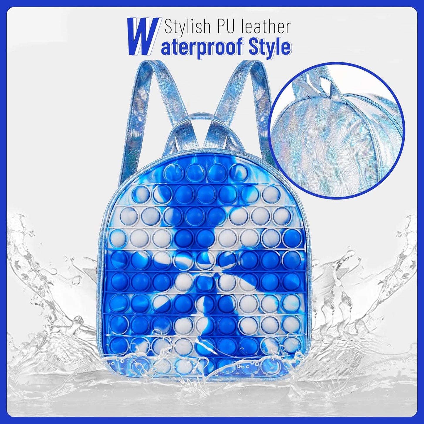 SCIONE Pop Backpack Fidget Toy for Girls, Easter Gifts for Kids School Bookbag, Large Capacity Push Bubble Backpack Fidget Toys Birthday Fidgets Gifts for Girls