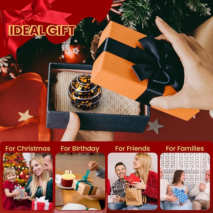 MAGICYOYO Kinetic Desk Toy Ball - Metal Fidget Spinner for Anxiety & ADHD Relief, Optical Illusion Spinning Toys for Adults, Parents - Ideal Gift for Office & Home (1.54'' , Black Golden)