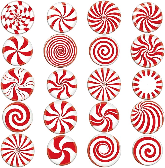 20 PCS Christmas Peppermint Candy Thick Gel Cling Xmas Candy Cane Window Decorations Candy Cane Window Clings Decals for Kids Toddlers Home Airplane Festive Season Holiday Party Home Classroom Nursery