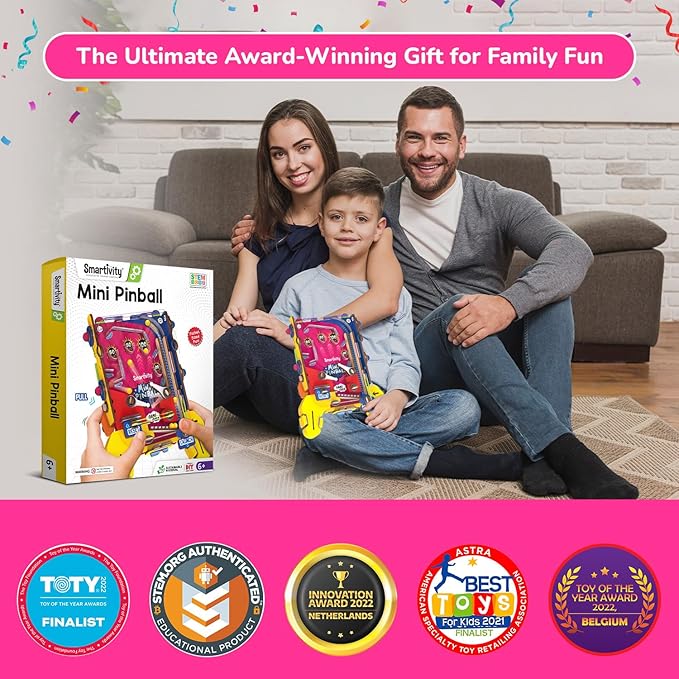 Smartivity DIY Mini Pinball for Kids Ages 6-12 Years | Build Your Own - Hand Held Pinball Game I Birthday Gift for Boys & Girls | STEM Toy for Kids 6,7,8,9,10,11,12 Years Old