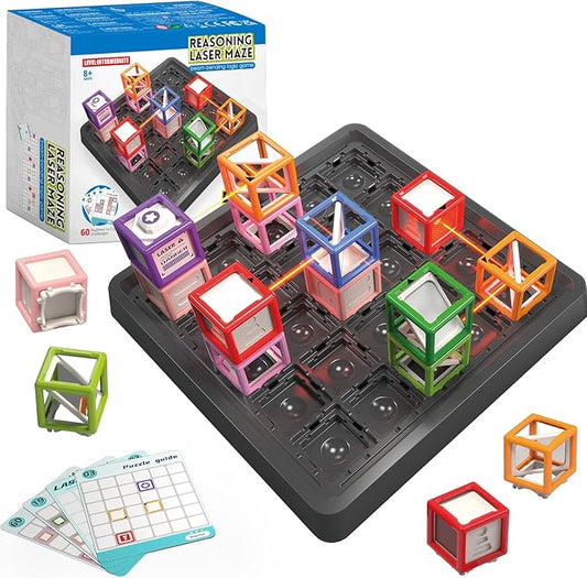 [2025 New] Reasoning Maze, Ultimate STEM Toys for Boys Age 8-12, Logic Game with 60+ Challenges, Toy for 8 9 10 11 12 13 14 Year Old Kid & Adult Birthday Gift - 25 Pcs Cubes