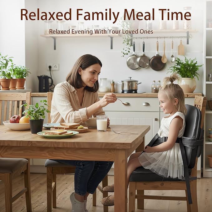 Booster Seat for Kitchen Chair, 15.7"x15.7"x3.9" Portable High Back Booster Seat for Dining Table, Highchairs & Booster Seats, Waterproof Easy Clean Cushion for 1.5 to 6 Year Old