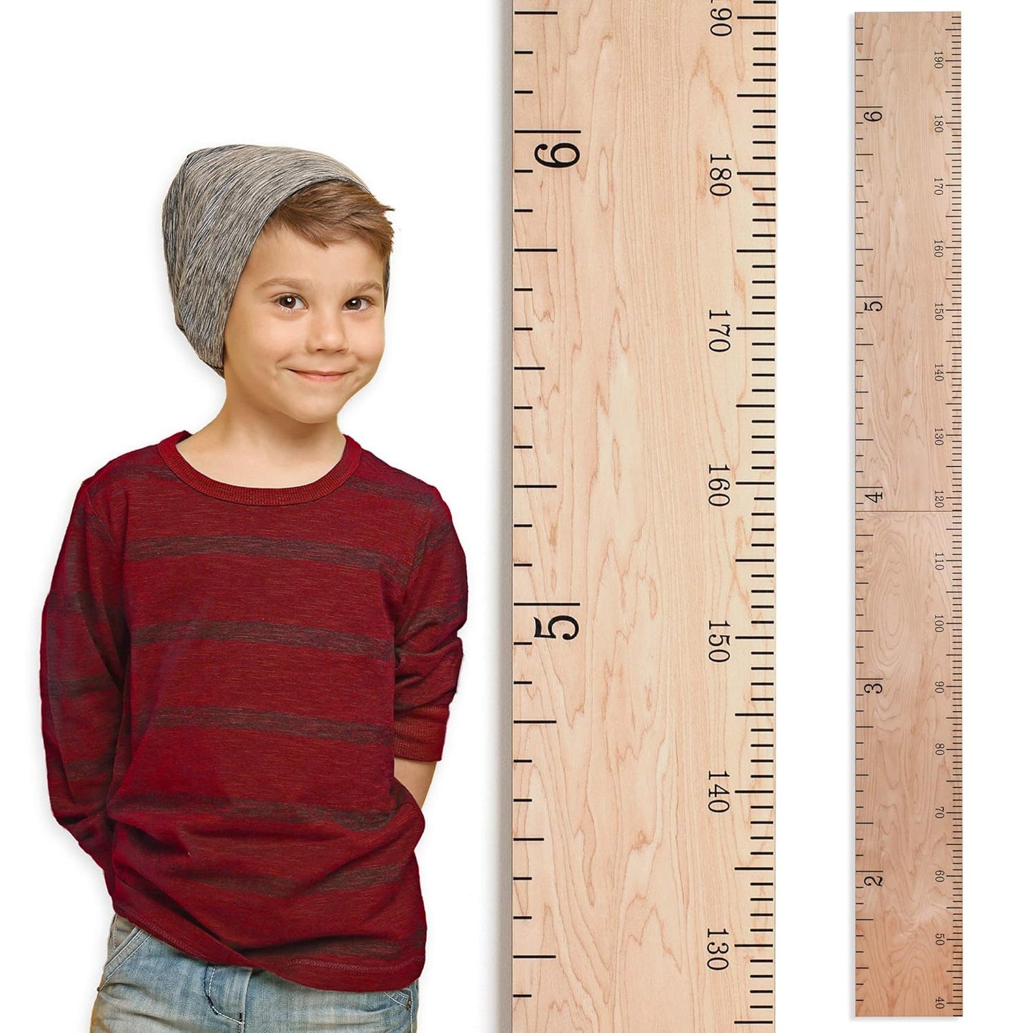 Wooden Growth Chart for Wall - Size Height Chart for Kids, Growth Measuring Board and Kids Height Wall Chart, Growth Chart for Kids, Height Chart for Wall - Natural (63"x6.7")