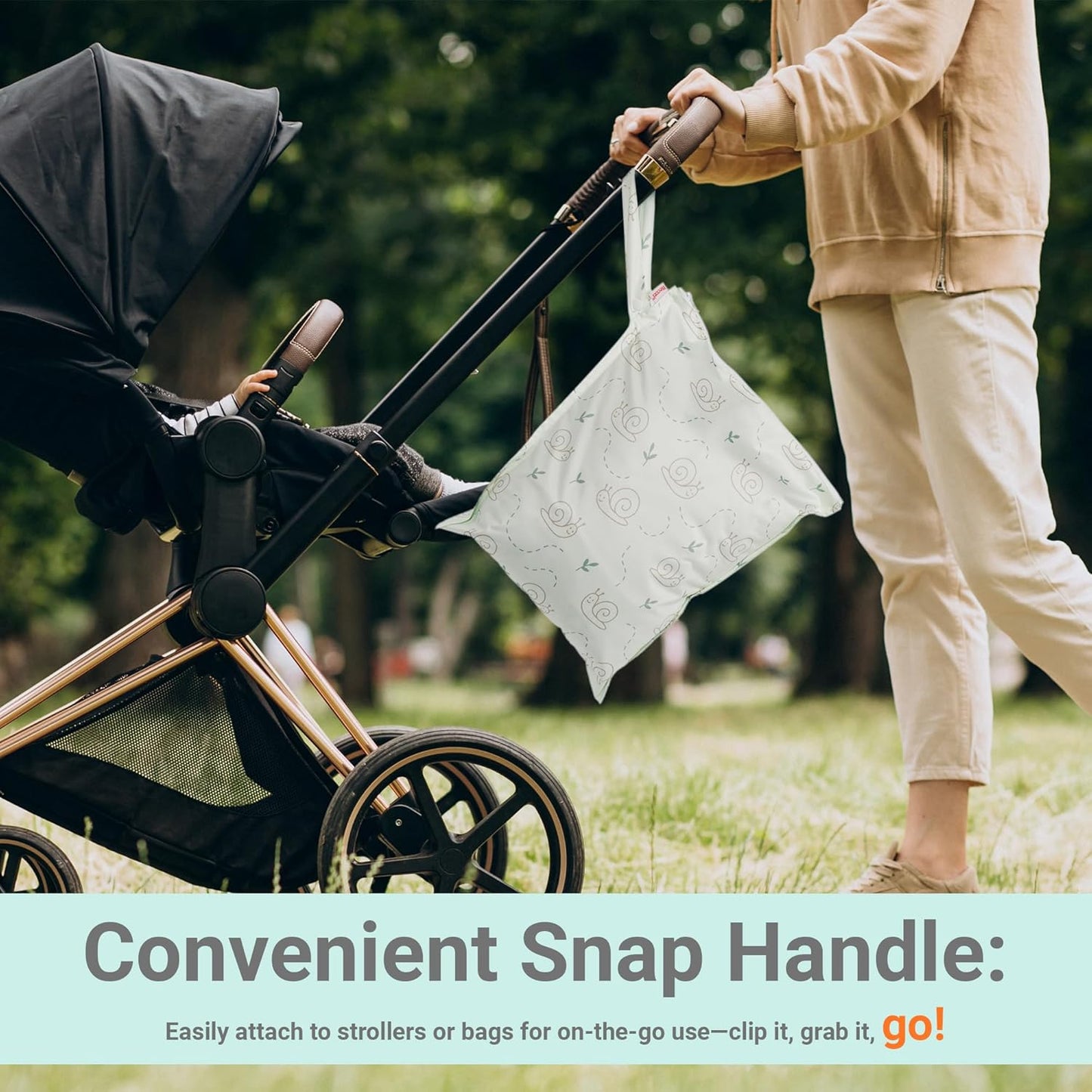 HECCEI Wet Dry Bag, 2-Pack Reusable Waterproof Wet Bagsfor Swimsuits & Baby Clothes, Leakproof Cloth Diaper Wet Bags for Travel & Diaper Changes (Sunny Drizzle)