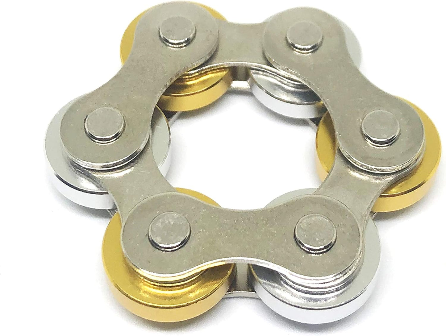 Fidget Roller Chain Toys with Metal and Silicone Rings - Stress Relief Perfect for ADHD, ADD, Anxiety in Office, School Stocking Stuffers Gifts (Yellow, White)