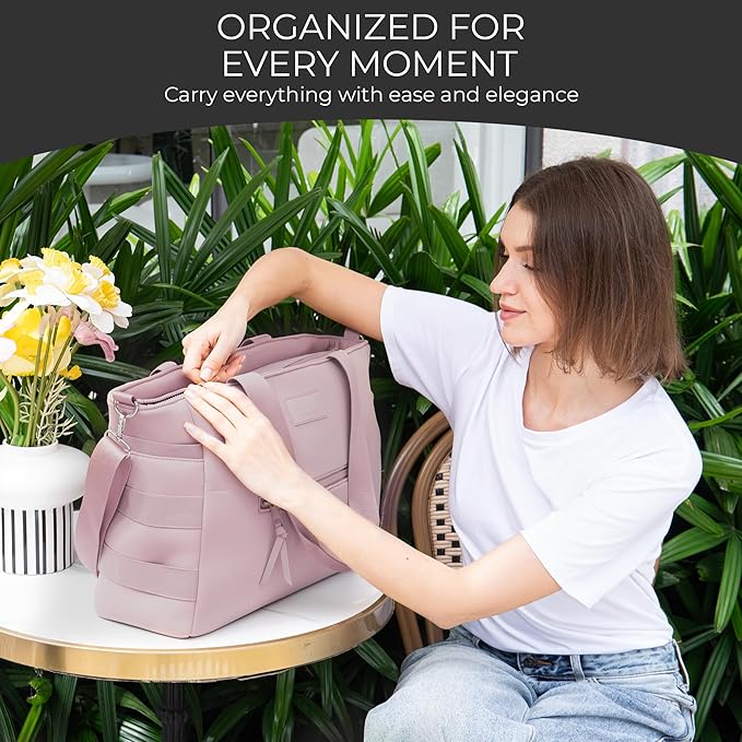 A + S Luxxe Diaper Bag Tote – Stylish, Large Baby Bag with Stroller Straps, Insulated Pockets, Changing Mat & Waterproof