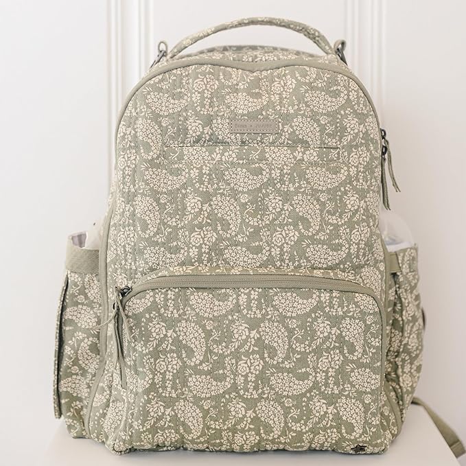 JuJuBe x Sazan Hendrix - New Classic Diaper Bag Backpack with Portable Changing Pad, Stroller Straps, Large Travel Backpack for carrying Baby Bottles, Wipes, Diapers, Pacifiers, Paisley Floral