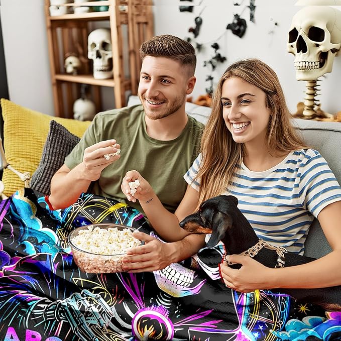 Halloween Skull Blanket Gift, Goth Horror Spooky Blanket Present for Women, Gothic Divination Gifts for Witch, Halloween Christmas Birthday Gifts, Soft Cozy Throw Blankets for Lounging， 50"x60"