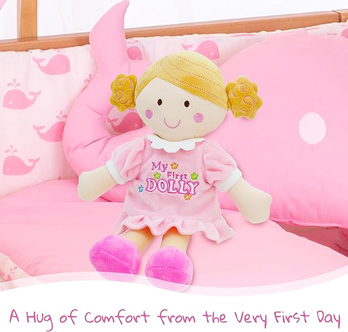 June Garden 12" My First Doll Kaitlyn - Soft Plush Baby Doll - Pink Outfit