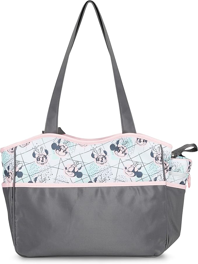 Disney Cudlie Diaper Tote Bag for Moms | Large Spacious Travel Diaper Tote for Baby Boy and Girl | 17-Inches Wide Multi-Functional Baby Bag with Cute Patterns