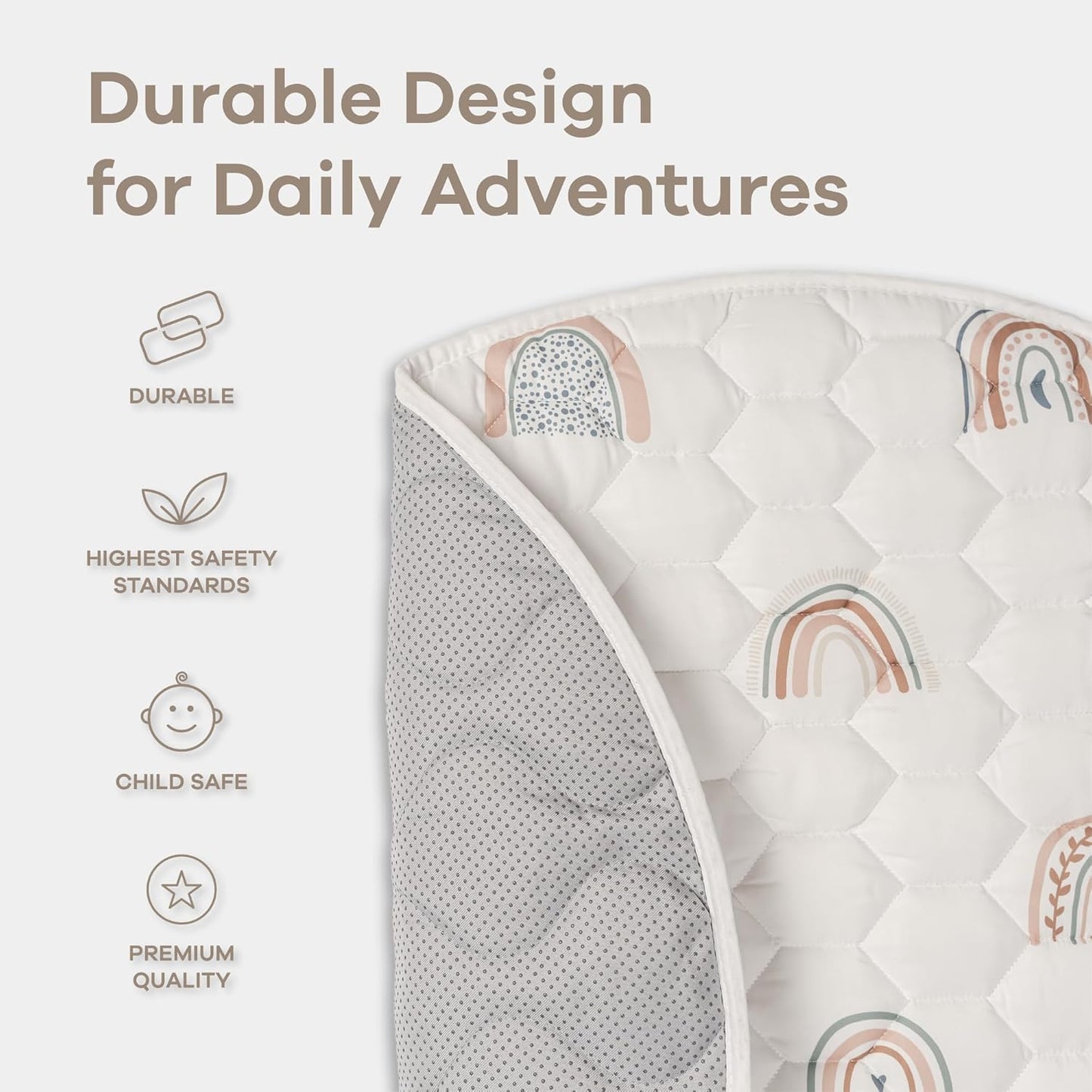 Comfy Cubs Round Kids Play Mat -Small 36 inches Soft Quilted Baby Floor Mat with Non-Slip Bottom - Plush Design for Toddlers' Playtime and Relaxation - Comfortable and Durable - Rainbow