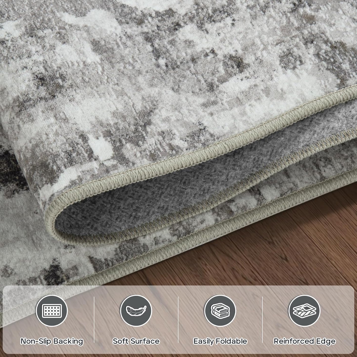 9x12 Area Rugs for Living Room Rug Washable: Modern Large Rug for Dining Room Bedroom Carpet Non Slip 9 by 12 Indoor Abstract Nursery Home Office Black Gold