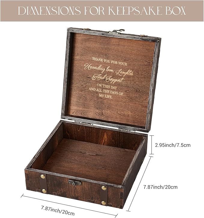 AW BRIDAL Keepsake Box Wood Memory Box with Lid Birthday Gifts for Women Grandma Gifts Thank You Gifts for Women Bride Gifts for Women