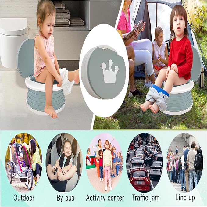 Travel Potty for Toddler, Portable and Foldable Toilet, Apply to Seat Emergency Toilet for Car, Camping, Outdoor, Indoor (grey, small)