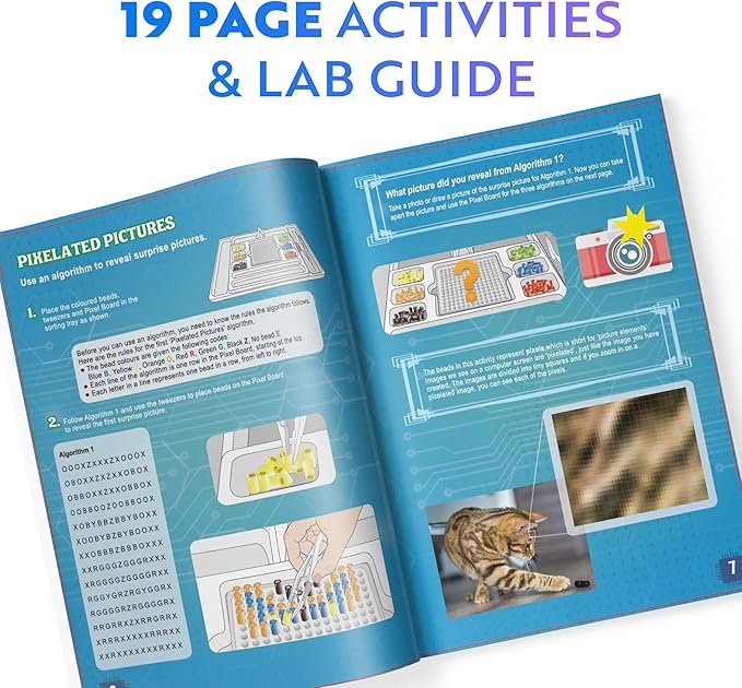 Playz My First Coding & Computer Science Kit - Learn About Binary Codes, Encryption, Algorithms & Pixelation Through Fun Puzzling Activities Without Using a Computer for Boys, Girls, Teenagers, Kids