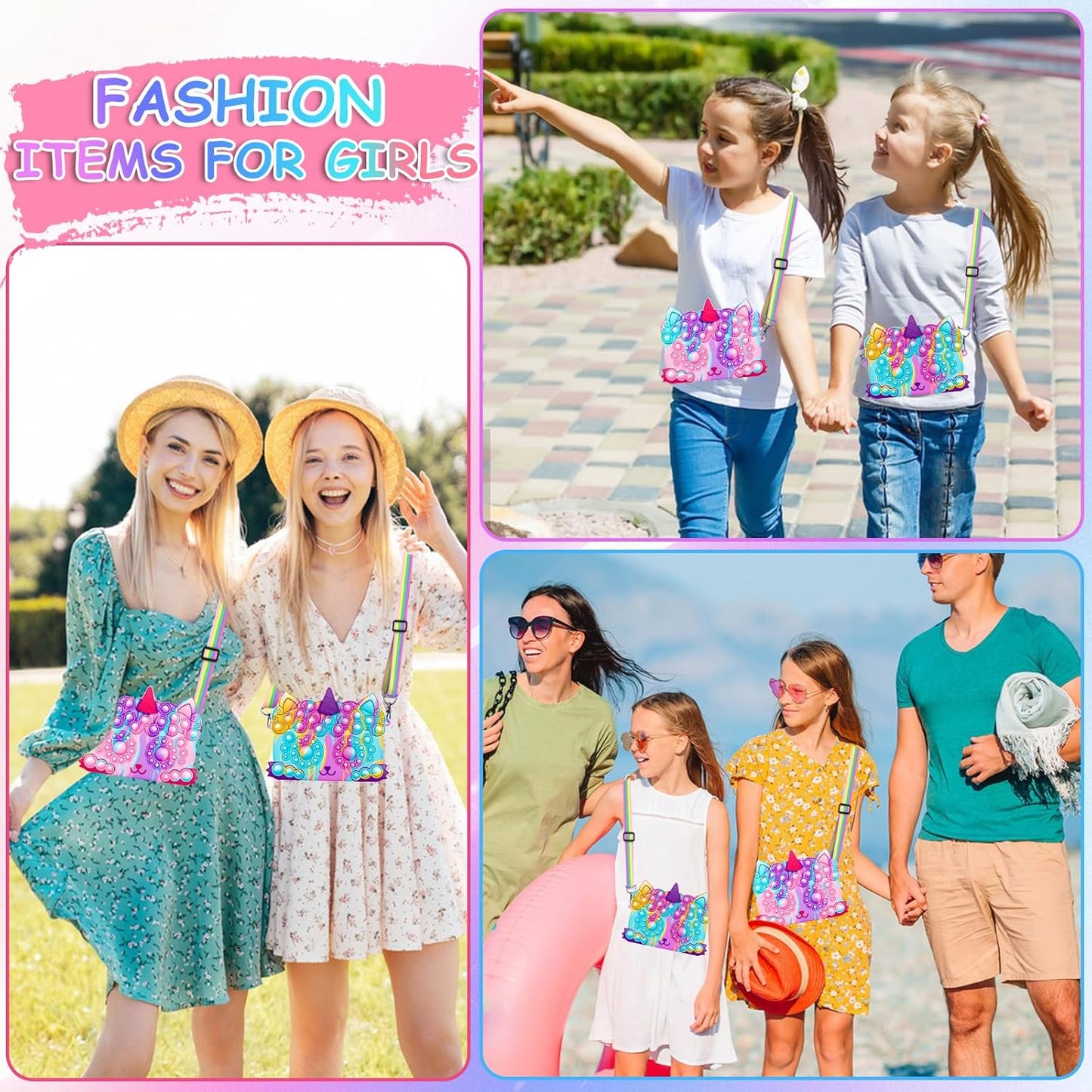 2 Pack Pocket Purse, Unicorn Toys Purse for Toddlers Girls Age 2 3 4-6 Year Old Birthday Gift Valentines Christmas Stocking Easter Basket Stuffers Stuff, Women Shoulder Bag Sensory Fidget Toys