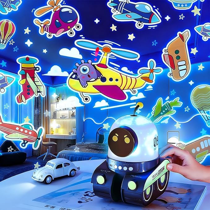 Story Projector for Kids, Nightlight Projectors, Six Rotatable Films with Different Themes, Eight Soft Music Players Suitable for Sleep and Relaxation, Three Color Modes + Mixed Color Mode