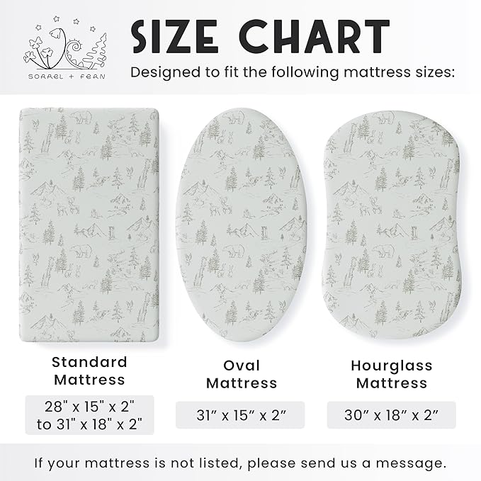 Baby Bassinet Sheets for Boy, Girl (Arctic Journey) 2-Pack - Fitted Bedside Bassinet Sheets - Buttery Soft Cotton Blend for Standard Mattress Pad - Compatible with Halo BassiNest