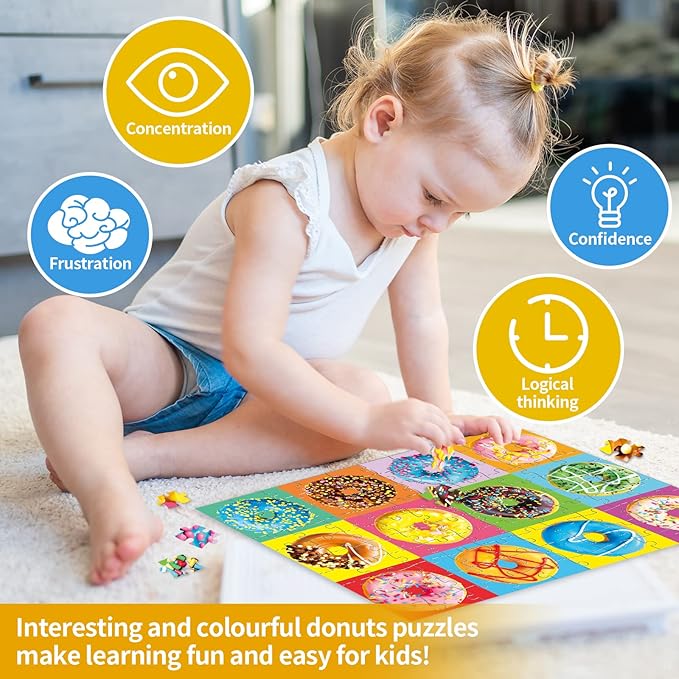 100 Piece Donuts Jigsaw Puzzle for Kids Teens Age 4-8 Gift Family Time (Donuts)
