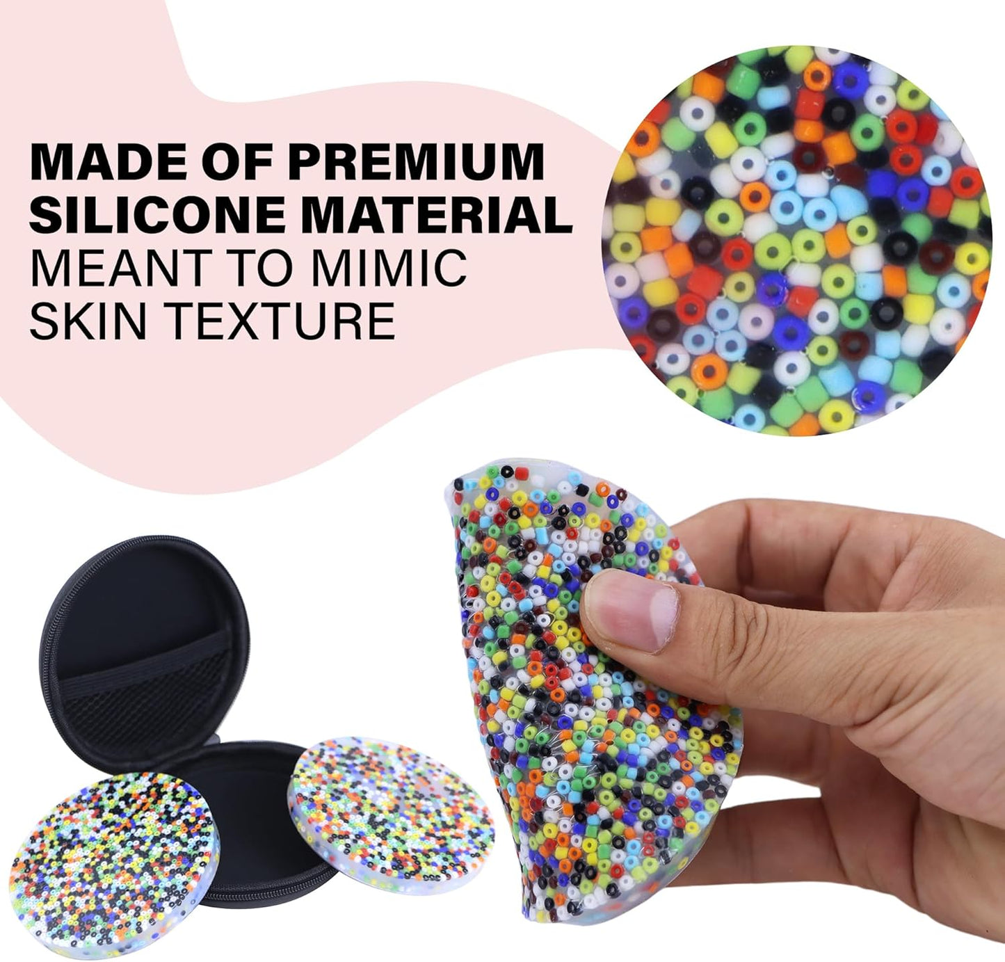 Picky Pad 2 Pcs - Fidget Toys for Skin Picking with Carrying Case - Trichotillomania Relief Portable Fidget Toys Picky Pads (2 Count Circle)