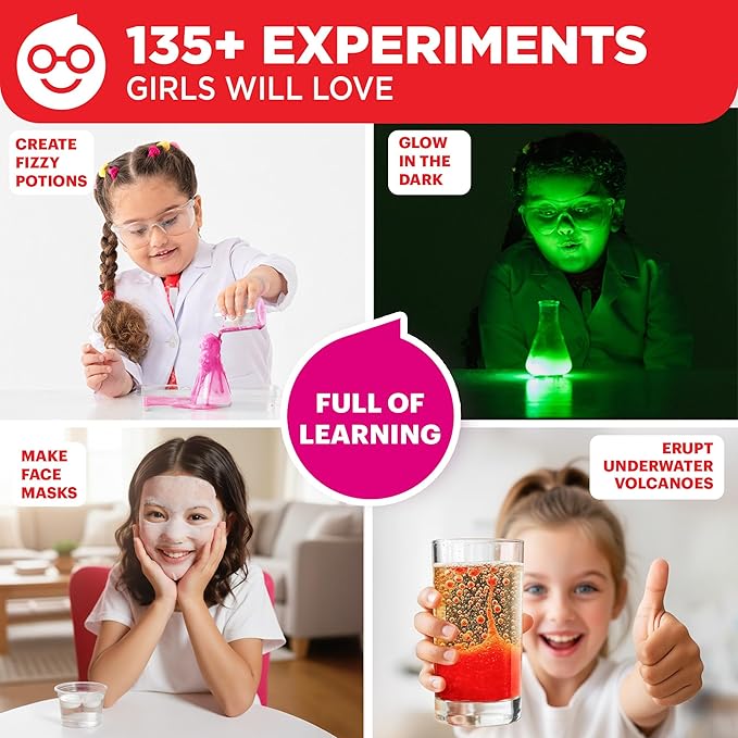 Doctor Jupiter Girls' Science Kit for Kids Ages 8-10-12-14 | Birthday Gift Ideas for 8,9,10+ Year Old Girls | Chemistry Set, STEM Toy Kit with 135+ Experiments | Learning & Educational Projects