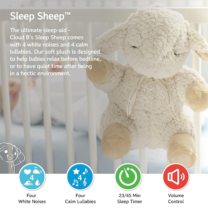 Cloud b Sound Machine with White Noise Soothing Sounds | Cuddly Stuffed Animal | Adjustable Settings and Auto-Shutoff | Sleep Sheep