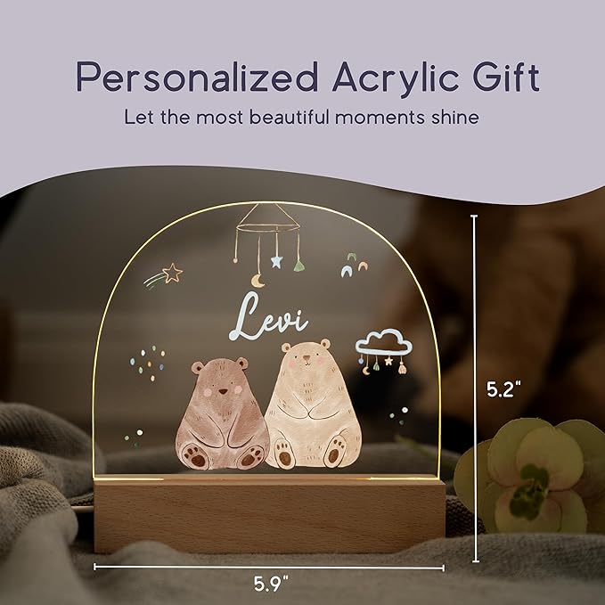 Baby Bear Night Light/Personalized Toddler Gifts/Custom Baby Stuff/NewbornGifts for Boys/Unique Night Light for Nursery