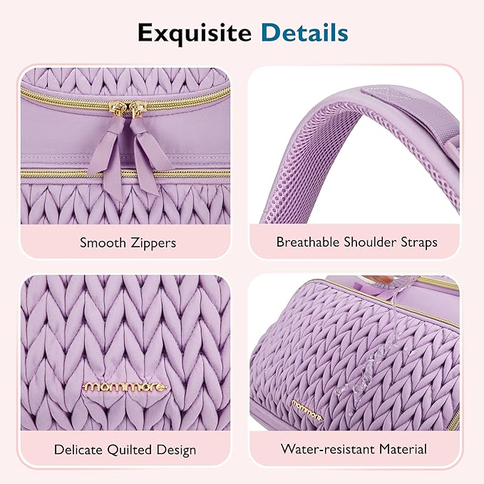 mommore Diaper Bag Small Diaper Backpack Stylish Baby Travel Backpacks with Insulated Pockets, Changing Pad, Stroller Straps