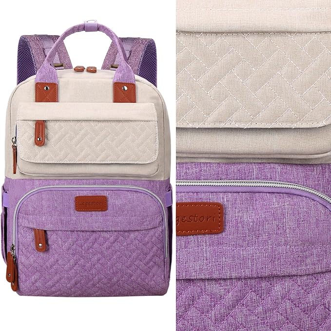 Diaper Bag Backpack, Large Unisex Baby Bags for Boys Girls, Purple Baby Nappy Diaper Bag, Multipurpose Travel Back Pack for Moms Dads with Insulated Pockets and Stroller Straps