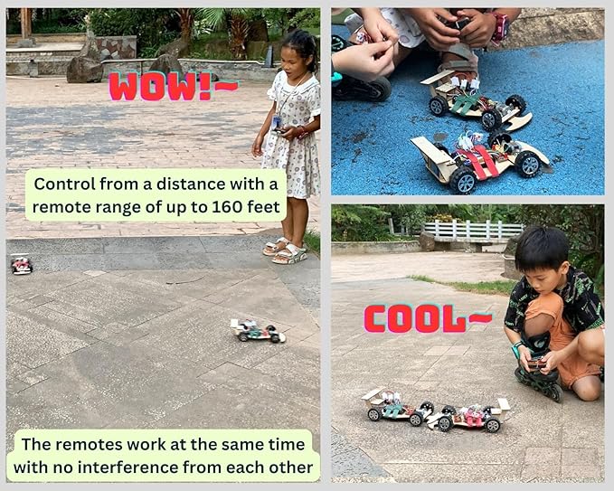 Wooden Wireless Remote Control F1 Racing Car Science Kit to Build (Green), STEM Project for Kids Aged 8 9 10 11 12 13, Science Building Kit Gift for Boys and Girls