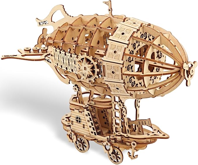 Kaptein 3D Wooden Puzzles for Adults & Teens – DIY Airship Model Kit to Build – Brain Teaser Craft – Birthday Gifts & Home Decor