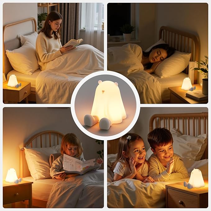 Li&Zhao Cute Night Light, Bear Halloween Night Light for Halloween Decorations, Light Baby Lamp Bedside Touch Lamp Funny Room Decor Cool Gifts Kids for Bedrooms, Living Room