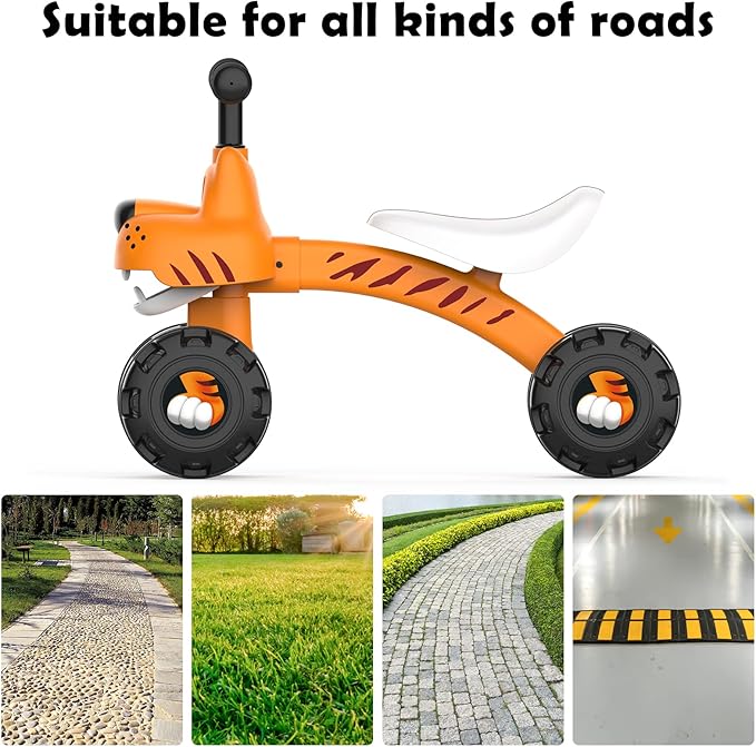 Wdmiya Baby Balance Bike for 1 Year Old Boys Girls, Riding Toys for Toddlers, No Pedal Bicycle, 12-36 Months Kids First Bike, Best Gift for Birthday, Christmas, Halloween (Tiger)