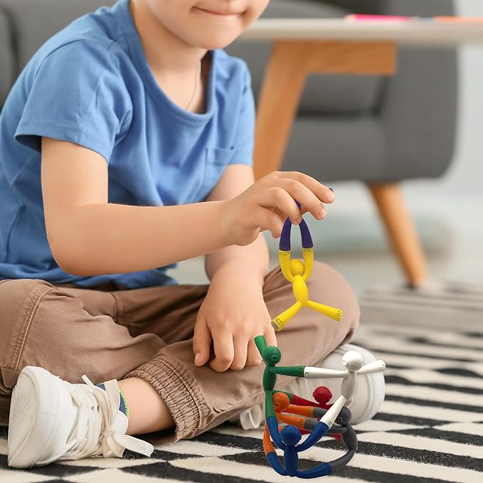 MAGMEN Enhanced Grip Magnetic Fidget Figures for Kids 3-8 & Toddlers | 10-Piece Solid Colors Multipurpose Magnets Set for Travel, Road Trip, Office & Stocking Stuffer Gifts.